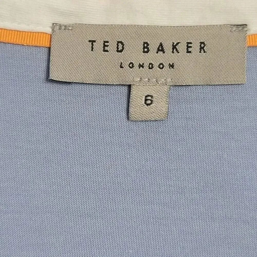 Ted Baker Polo Shirt 6 Light Blue Cotton Blend‎